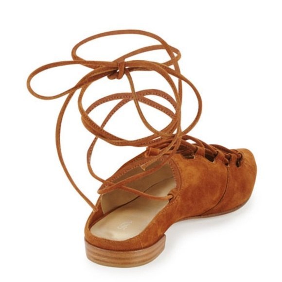 Stuart Weitzman Brown Stringdown Suede Lace Up Mules - Picture 6 of 11